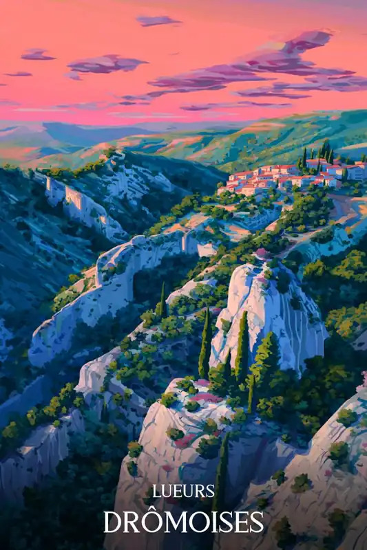 Achat Immédiat Affiche Drome - Lueurs Drômoises coucher de soleil