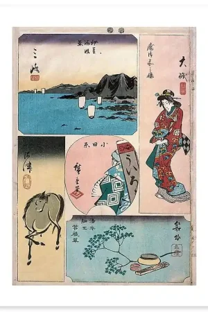 9ème vue : Oïso, 10ème vue : Odawara, 11ème vue : Hakone ; 12ème vue : Numazu (affiches d'art) Expédié Aujourd’hui