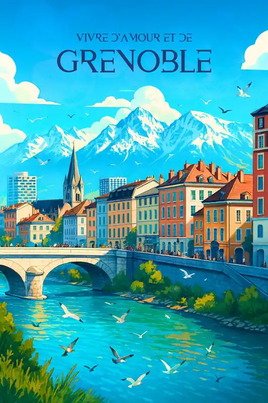 Vente Flash Affiche Grenoble Rétro Vintage - Cadeau Déco Idéal