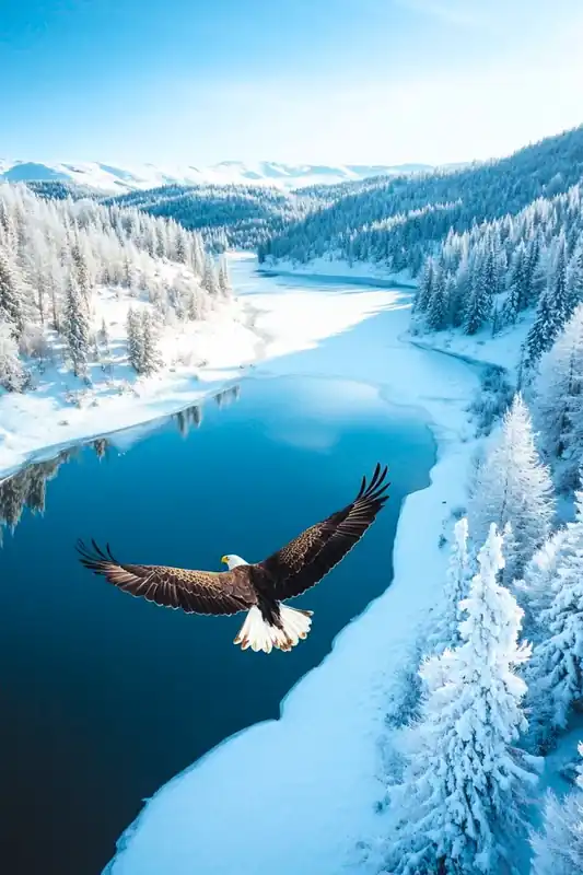 Vente Flash Affiche Montagne - Aigle photographie hiver