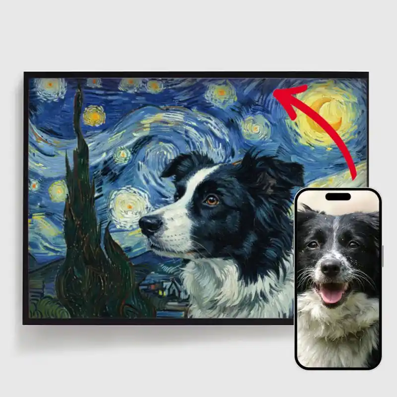 'Affiche Personnalisée - Portrait de Chien ou de Chat Inspiré par Van Gogh - Affiche IA' Produit De Marque