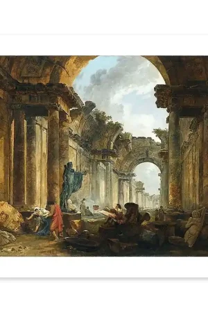 Vue imaginaire de la grande galerie du Louvre en ruines (affiches d'art) Meilleure Vente