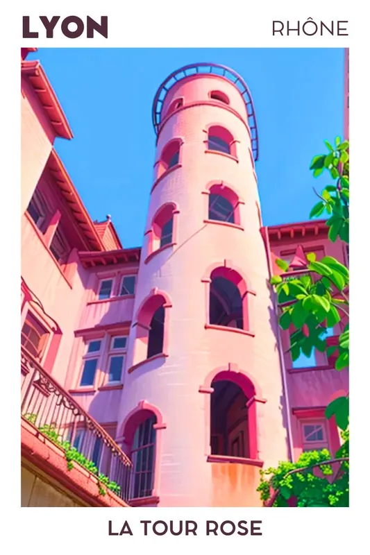 Bon Plan Affiche Poster Lyon - La Tour Rose & Centre-ville