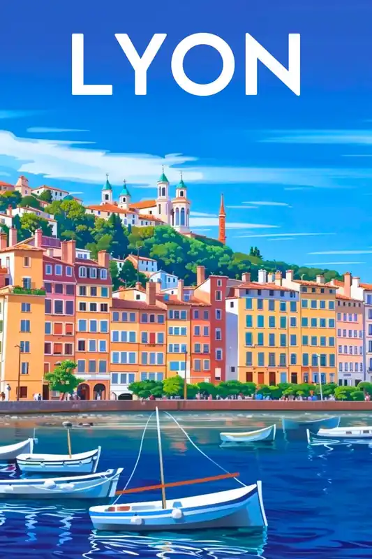 Affiche Illustration - Ancien Lyon & Basilique de Fourvière Meilleure Vente