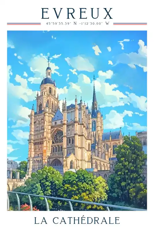 Promotion Saisonnière Affiche Cathédrale d'Évreux - Église Normandie