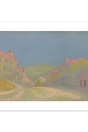 Village aux toits roses (affiches d'art) Achetez Aujourd’hui