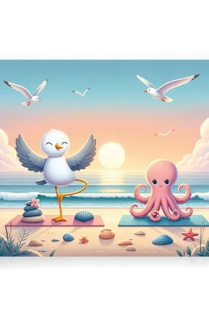 Zen by the sea - Yoga time with Seagull and Squidward Livraison Gratuite