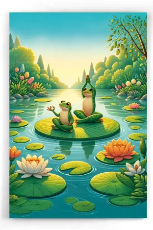 Yoga Frogs on water lily Vente Flash