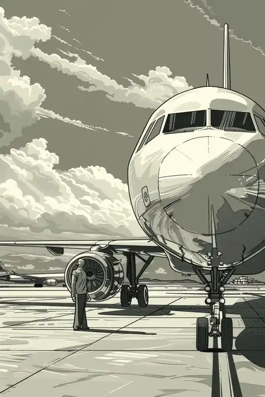 Vente Directe Illustration Avion - Dessin Noir et Blanc