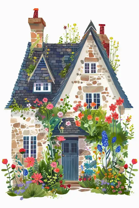 Vente Flash Illustration Aquarelle - Affiche Cosy Cottage