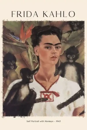 Achat Immédiat Affiche - Autoportrait avec des singes