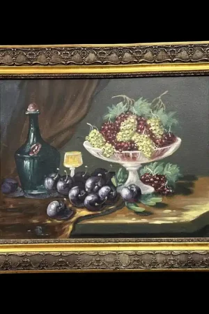 Vente Flash Tableau huile sur toile : nature morte aux fruits (A)