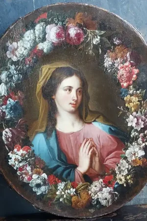 Verbruggen(att à): Grande " Vierge à la guirlande de fleurs",hst Dernière Chance