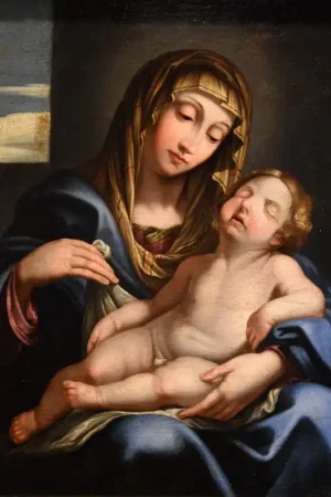 Giovan Battista Salvi Dit "il Sassoferrato" (1609 - 1685), Madone à l'Enfant Endormi Acheter Direct
