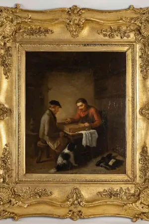 Zacharie Noterman (1820-1890) Les Joueurs De Dés Et Le Chien Huile Sur Bois Vers 1842 Retour Gratuit