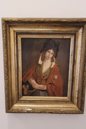 " La Dame aux fleurs " Huile sur Toile XIXe Si&egrave;cle d'apr&egrave;s Johann Joseph Zoffany Acheter Direct