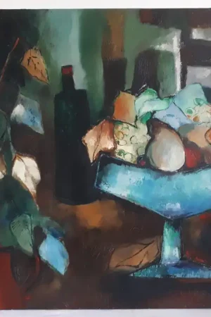 Yvette CATHIARD (née en 1946) huile sur toile nature morte aux fruits 1971 Acheter En Ligne