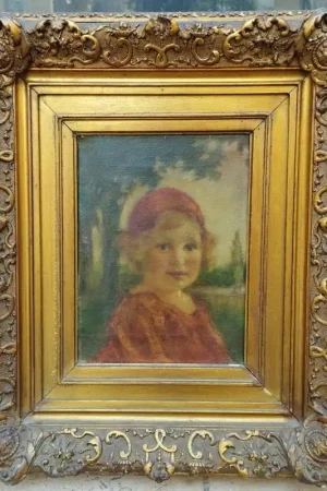 " Portrait d'enfant " huile sur toile E. DOLCINI Nouveauté