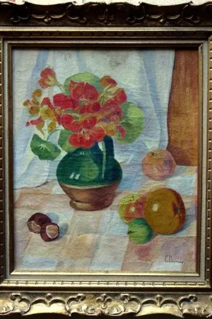 "CAPUCINES, POMMES ,CHATAIGNES" par Camille DEYMES vers 1920 Seulement Aujourd’hui