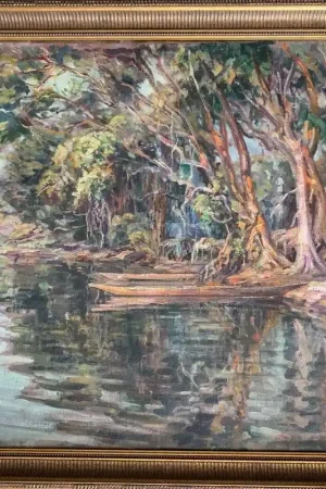 'Sur Les Bords Du Fleuve Congo', HST André Hallet - 1934 Prix Réduit