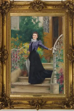 Petit Prix LEMEUNIER Basile (1852-1922) "Parisienne sur le Perron Fleuri", Paris 1900