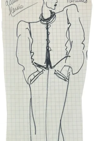Yves Saint Laurent - Croquis - Dessin de mode - Feutre Affaire À Saisir