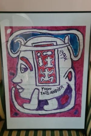 Yvon Taillandier (1926-2018) "Les figures en quittance" gouache 55x44cm - daté 1992 Expédition Rapide