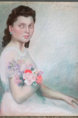 "BELLE BRUNEaux ROSES" par A.RANZIM ..ITALIE 1950 Super Prix