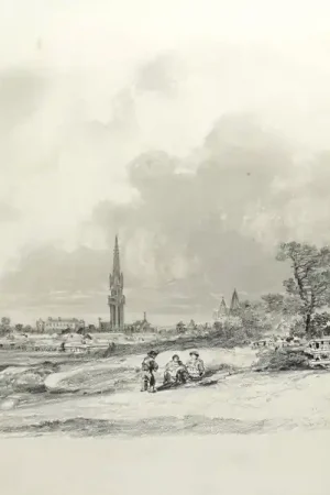 Usine Directe Dessin original de Jules Achille NOËL (1810-1881) -  BRETAGNE -   paysage animé