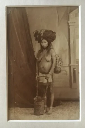 Photographie d'une femme indienne  du Guyana, Amérique du Sud.  19e siècle Authentique