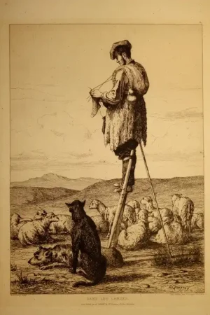 "DANS LES LANDES" Gravure par A.QUEYROY...1863 Expédition Rapide