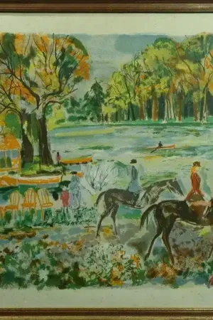 "Cavaliéres au Parc" par GRAU SALA ...Lithographie vers 1960 Authentique