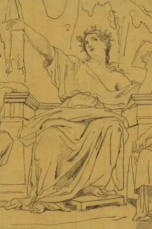 "Allégorie de la poésie" Félix Joseph BARRIAS, Dessin Livraison Gratuite