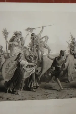 " Fête De La Madone De l'Arc à Naples", Gravure époque 19ème Livraison Gratuite